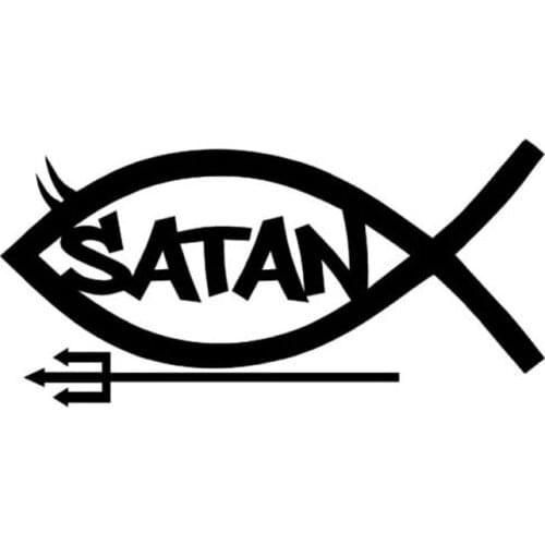 14.5CM*7CM Personality Devil SATAN Fish Vinyl Car Styling Stickers Car Stickers C5-0338