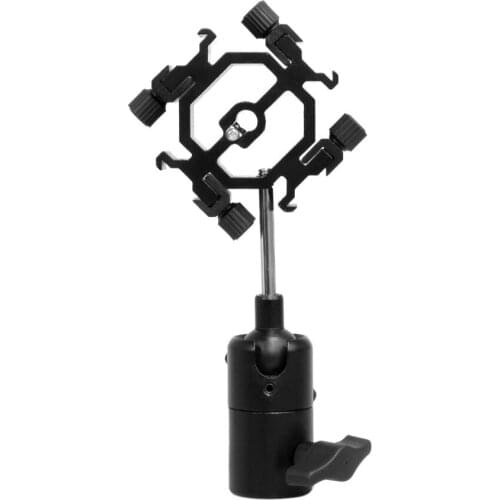 High Quality Swivel Four Quadruple Flash Light Stand Umbrella Holder Bracket Hot Shoe Mount Adapter