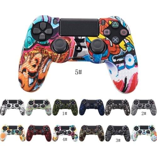 Protective Camouflage Case Graffiti Studded Dots Silicone Rubber Gel Skin for Sony Dualshock 4 PS4 Controller Cover Case