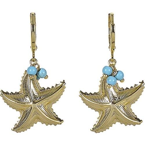 Pearl Cluster Gold Filled Starfish Drop Earrings for Women Fashion High Quality Turquoise Stone Boutique Jewelry