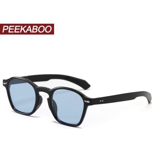 Peekaboo square round frame glasses for women retro style full frame rivet sun glasses for men uv400 yellow blue 2022 colors