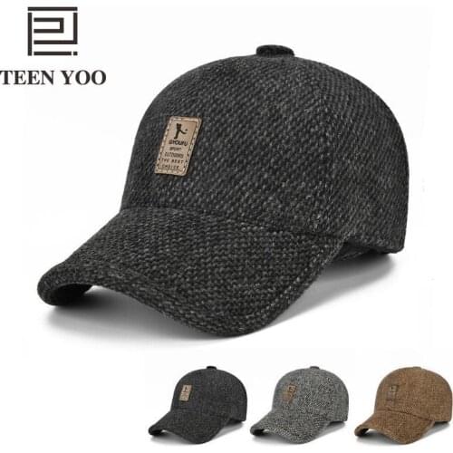 Winter Dad Hats Cotton Woolen Snapback Caps For Middle-aged Old Men Outdoor Casual Sport Baseball Trucker Cap Warm Ear Protector