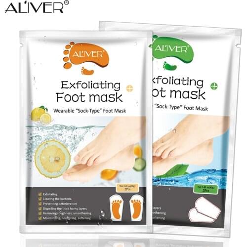 1 pair= 2pcs/bag ALIVER lemon Whitening & Moisturizing Foot Mask Remove Dead Skin Smooth Exfoliating Mask For Feet Skin Care