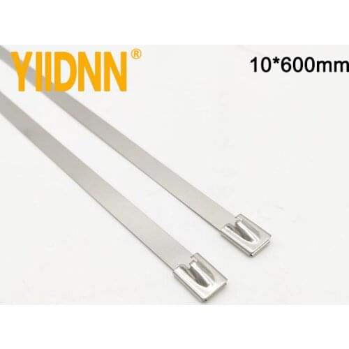 100PCS 201/304/316 Stainless Steel Ball Lock Cable ZIP Ties 10*600mm