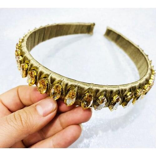 2021 Fashion Baroque Flower Rhinestone And Headband Champagne Women Headband Luxury Women Party Hair Accessories