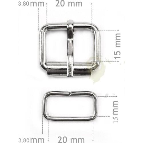 20 x 15 mm Half roller buckles wire formed and belt loops silver 3/4 inch strap sliders & buckles 40pcs/lot