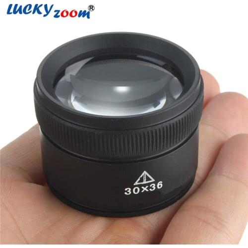 30X36mm Mini Jeweler Magnifier Optics Glass Handheld 30X Magnifying Lens Pocket Magnifier For Coins Stamps Jewelry Black Lupe