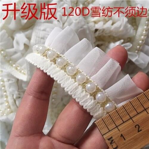 5yds/lot 3.5cm/1.37'' wide Good quality off white bead ruffle lace diy home trimming lace accessories Z1620