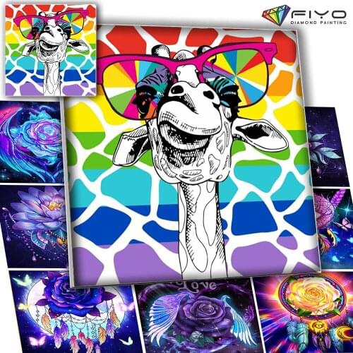 5D DIY Diamond Painting Animal Colored Glasses Mosaic Full Drill Square/Round Diamond Embroidery Cross Stitch Kits Home Decor