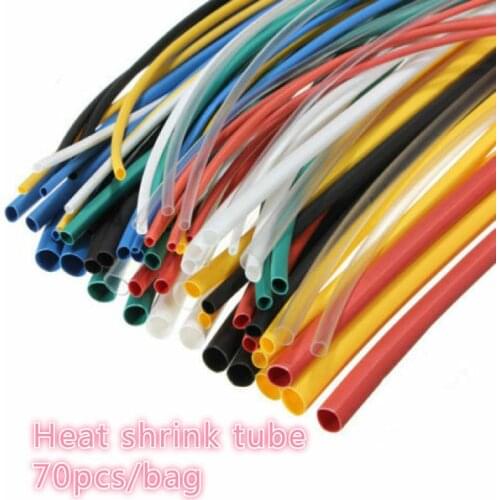70pcs/bag 2 times heat shrinkable tube winding wire cable insulation sleeve kit polyolefin mixed color