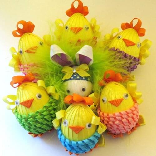 18pcs Easter chicks rabbit ladybug hair accessories with clips unicorn sculpture princess character angel wing