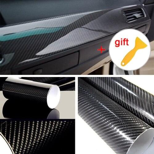 Desks Car Sticker Wrap Glossy Black Ultra Gloss 5D Carbon Fiber Decal Speaker Surfaces