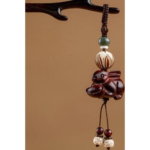 Small leaf red sandalwood rabbit Keychain Key Chain Lifelike Key Ring Jewelry Gift For Men Women 1pcs