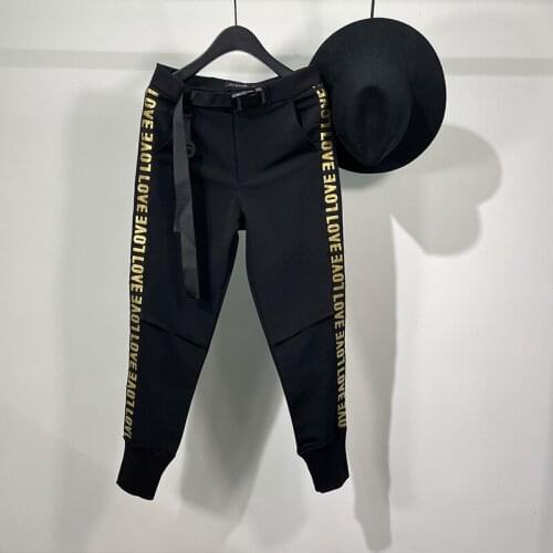 Owen Seak Men Casual Pencil Pants High Street Wear Mens Clothing England Sweatpants Preppy Autumn Winter Cross Black Pants