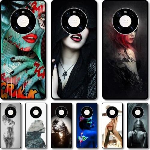 Beautiful girl ladys Phone Case For Huawei mate 40 30 10 20 40 8 9 Lite Z Pro RS black cell shell