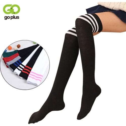 GOPLUS Brand Thigh High Striped Womens Stockings Girls Sexy Long Over Knee Socks Stockings Cotton Compression Medias Female