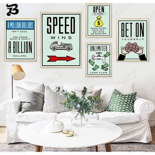 Graffiti Art Canvas Painting Wall Art Caricature Quote Posters Prints Speed Wins Wall Picture Hustle for Bedroom Home Decoration