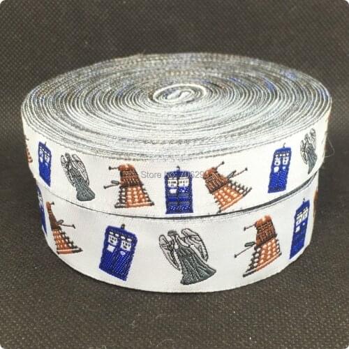 HOT!!! 2015 NEW wholesale 5/8"+7/8"(16mm+22mm 20yards/lots) Polyester angels and clock Cartoon Woven Jacquard Ribbon