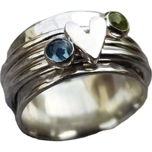 Korean Fashion Rhinestones Rings For Women Jewelry Accessories Anniversary Party Girl Gift Cute Vintage Metal Heart Rings