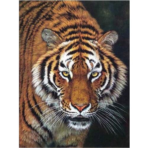 King of Beasts Tiger Diamond Painting Round Full Drill Animal Nouveaute DIY Mosaic Embroidery 5D Cross Stitch Home Decor Gifts