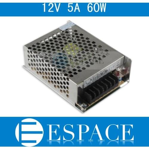 Best quality 12V 5A 60W Switching Power Supply Driver for LED Strip AC 100-240V Input to DC 12V free shipping