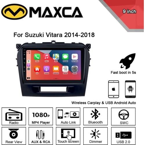 MAXCA 9 inch Wireless Carplay & Android auto radio For Suzuki Vitara Multimedia Video Player