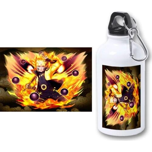 MERCHANDMANIA BIDON METALICO 400ML NARUTO AURA Fox nine tails bottle metal travel sport picnic fishing custom hunting