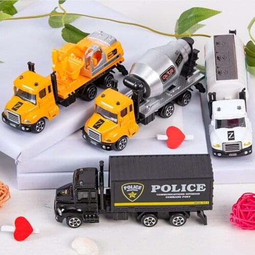 1:64 Scale Alloy Child Truck Models For Boys Inertial Vehicle Diecast Toys Kids Engineering Rescue Transport Car Birthday Gifts