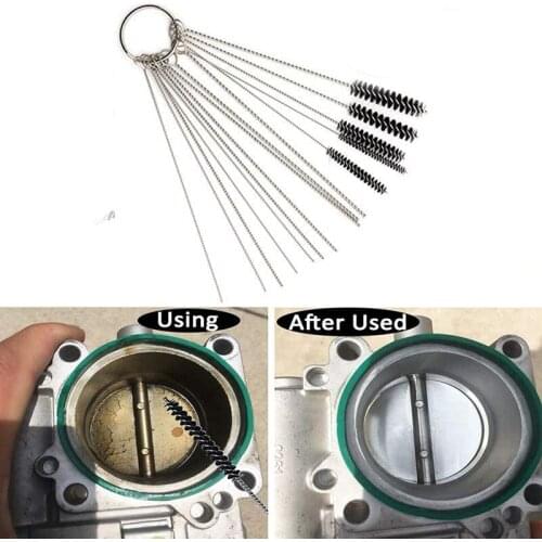 Carburetor Carbon Dirt Jet Cleaner Tool Kit 10 Cleaning Needles with 5 Brushes