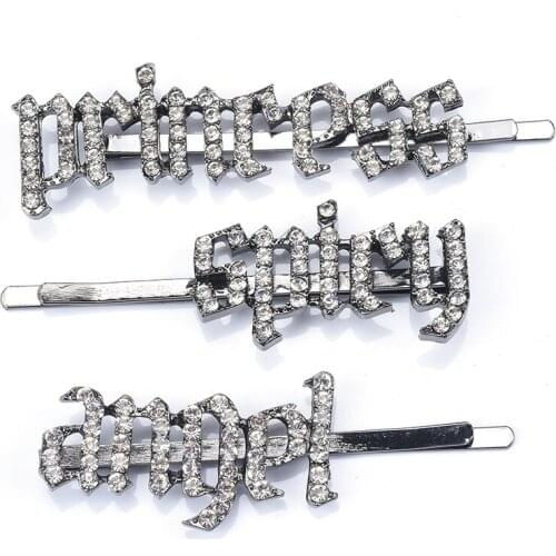 White Crystal Letter Hair Clip Set for Women INS Girls Bracelets Bobby Pins Hair Accessories Wholesale Jewelry Dropshipping