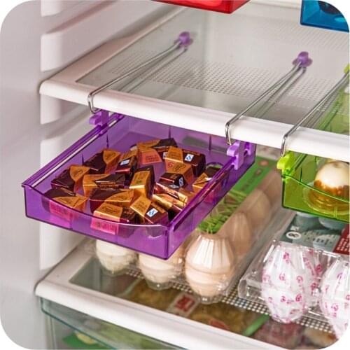 Wall Shelf The Refrigerator Storage Rack With Layer Partition Plastic Holder Tic Type Storing Box Kitchen Shelf With Candy Color