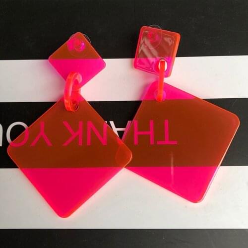 New Geometric Transparent Acrylic Big Round Oval Heart Drop Earrings For Women Statement Neon Color Fashion Party Earring Jewelr