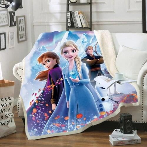 Disney Frozen 2 Elsa Anna Blanket Girl Cover Blanket Double Thicken Winter Cover Leg Siesta Blanket Single Office Blanket gift