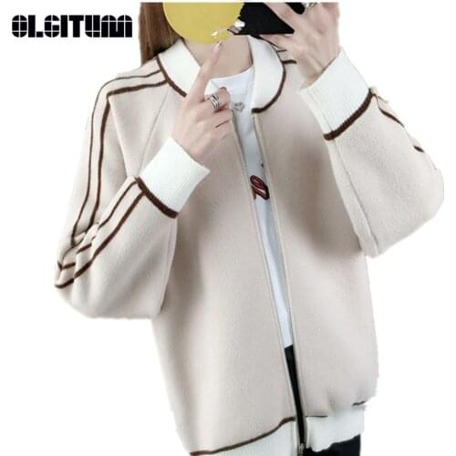 Autumn Womens Loose Sweater Long Sleeve Knit Female Cardigans Casual Short Style Girls Sweater Coat SW873