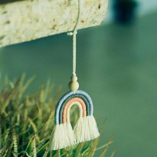 Car Air Freshener Decoration Bohemian Rainbow Wall-Mounted Diffuser Hanging Colorful Hand-Woven Air Freshener Home Decor
