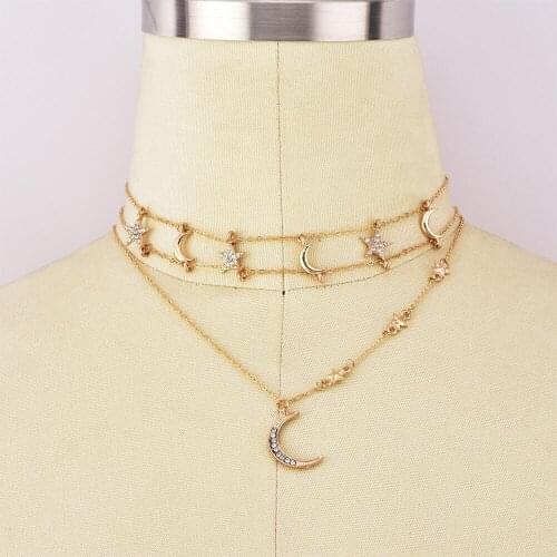 New Popular Personality Necklace Star Moon Composite Multilayer Female Necklace Selling Fashion Accessories Wholesale
