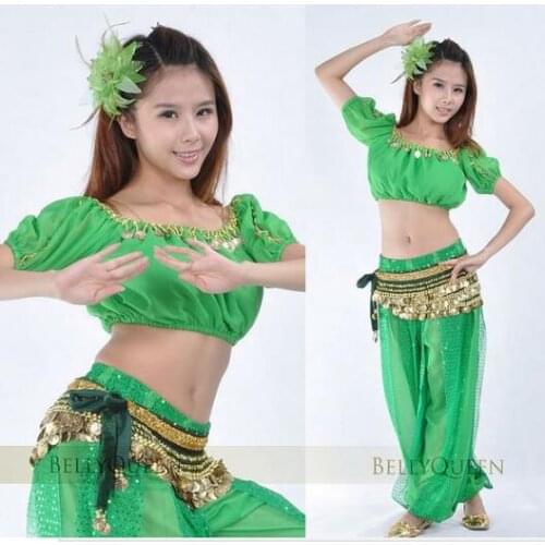 Belly Dance Tribal Harem Pants+top Egyptian Lantern Pants Glitter Sequins 11 Candy colors Optional