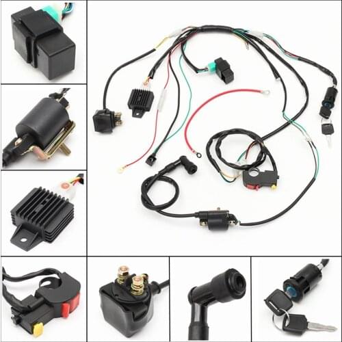 Wiring Harness Loom Solenoid Coil Rectifier CDI 50cc 110cc Quad Dirt Bike ATV