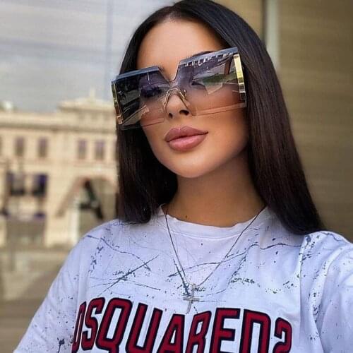 ONEVAN Rimless Square Sunglasses Women Oversized Sun Glasses for Men Luxury Designer Sunglasses Women Gafas De Sol Mujer Okulary
