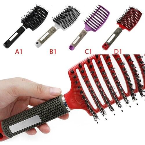 Pig Bristles Cleaning Big Comb Hair Hair Brush Hair Tools Hairdressing Mane Big Curved Combs