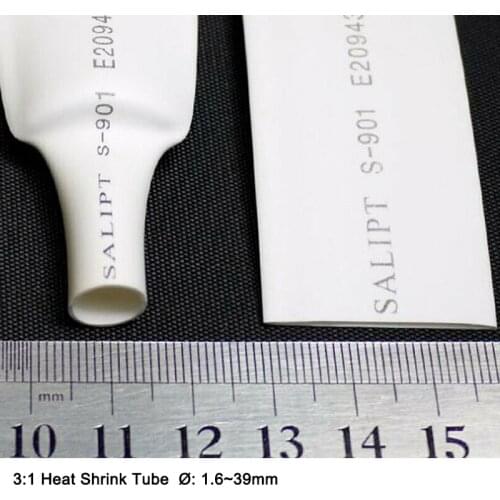 1-20Meters 1.6mm-39mm Dual Wall Heat Shrink Tube 3:1 White Ratio Adhesive Lined with Glue Tubing Wrap Wire Cable