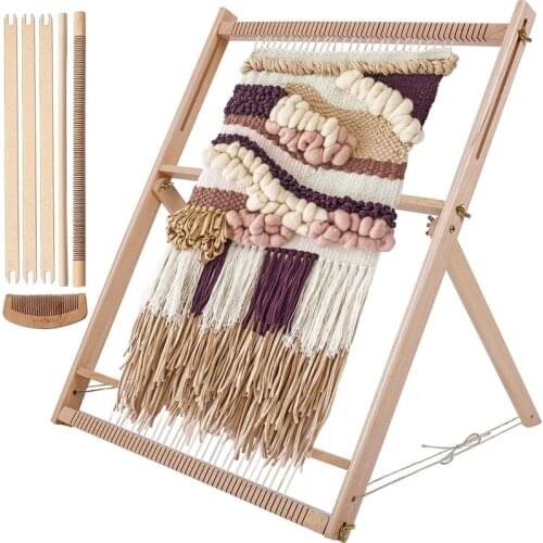 70x50cm Tapestry Knitting Weaving Loom with Stand Solid Wood Arts & Crafts Weaving Frame Loom Beginner Supplies Embroidery Hoop