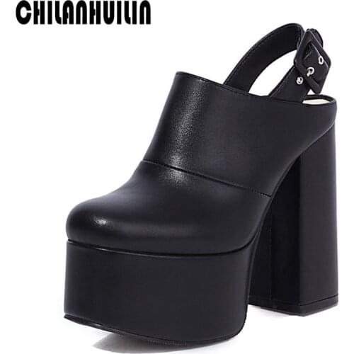 European American pop nightclub show female thick super high heel platform waterproof platform pumps womens dress casual shoes