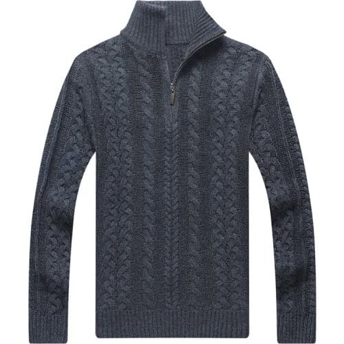 Spring Mens Thicken Pullover Half Zip Causal Knitted Sweater Tide Turtleneck Twist Sweater Warm White Clothing for Autumn