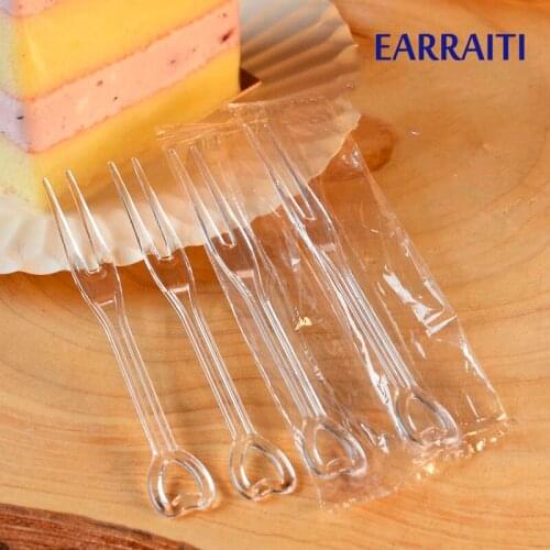 1000PCS Disposable Fork Individually Wrapped Small Plastic Forks Wedding Party Birthday Disposable Fork Fruit Salad Dessert