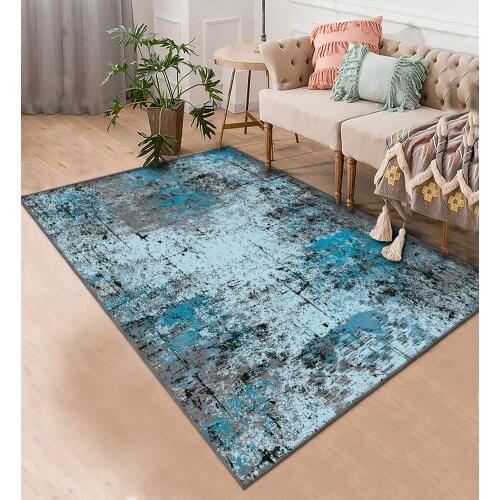 Mavi Gri Renkli Halı Şönil Orjinal Desenli halı oturma odası yatak odası mutfak kaymaz anti alerjik ücretsiz kargo