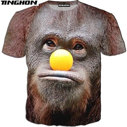 XS-7XL New Men Animal T Shirt Orangutan/Monkey 3D Print Men Women Short Sleeves Summer Streetwear Casual T shirt 05