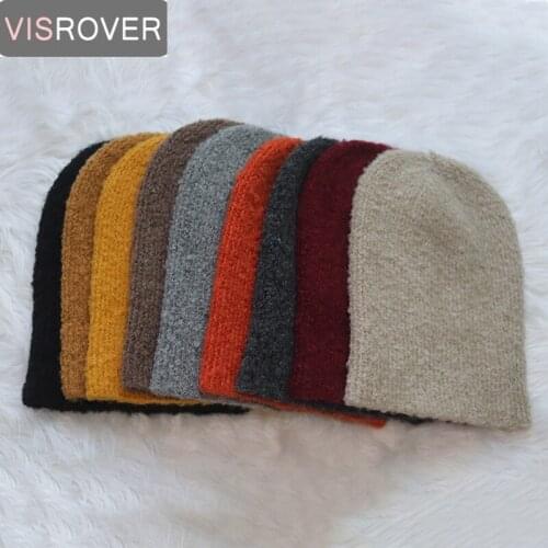 VISROVER 8 Colorways Solid Acrylic Woman Winter Hat Soft Unisex Autumn Bonnet Soft handfeel Woman Warm Skullies Gift Wholesales
