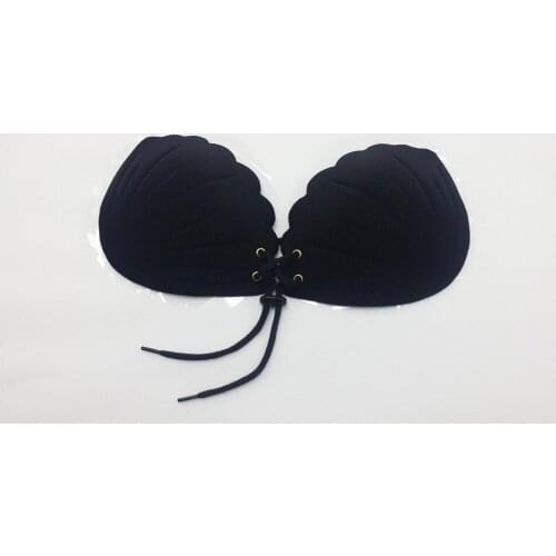 Women Self Adhesive Shell Strapless Bandage Blackless Solid Bra Stick Gel Silicone Push Up womens underwear Invisible Bra
