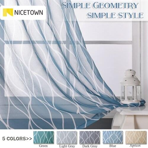NICETOWN 1PC Sheer Grommet Top Casual Translucent Window Curtains Semitransparent Voile Panels with Geometry Ogee Wave Printed